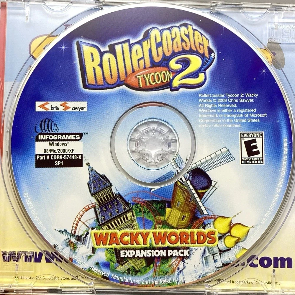 Lot of Roller Coaster Tycoon 2, Wacky Worlds Expansion Pack, 3 Platinum PC Games